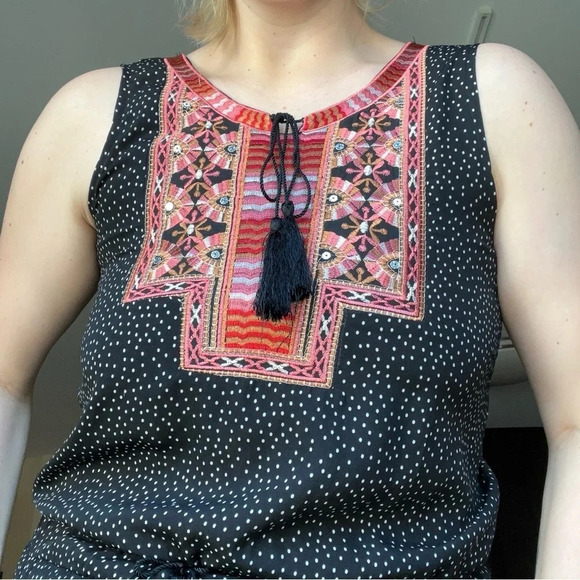 NANA BAILA PARIS Argentina Embroidered Polka Dot Lightweight Jumpsuit Romper - Picture 2 of 11